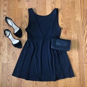 H&M Black Shiny Spandex Skater Dress